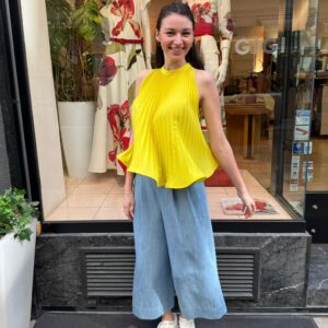 Akris Punto gelbes Plissee Top Damen – elegantes Sommer Top bei Boutique GIGI Wien