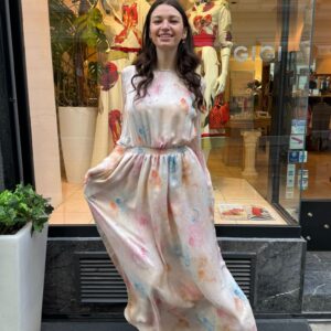 Emporio Armani bodenlanges Seidenkleid mit elastischer Taille – elegantes Damenkleid bei Boutique GIGI Wien